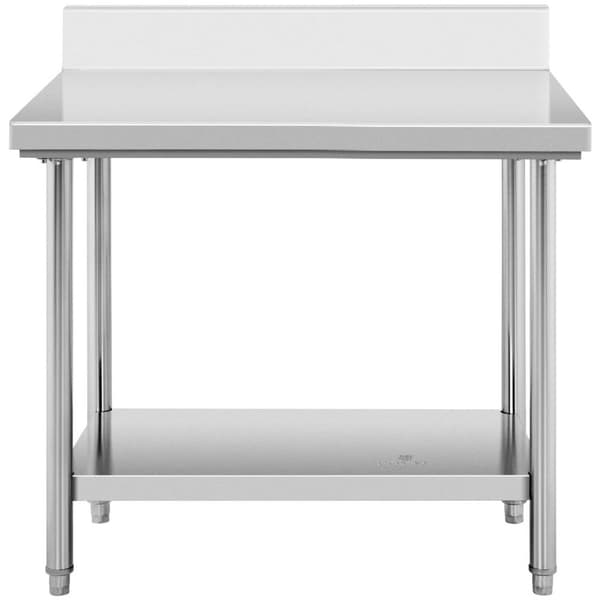Royal Catering Rostfri arbetsbänk - 100 x 60 cm - Med skyddskant - Bärkraft 114 kg