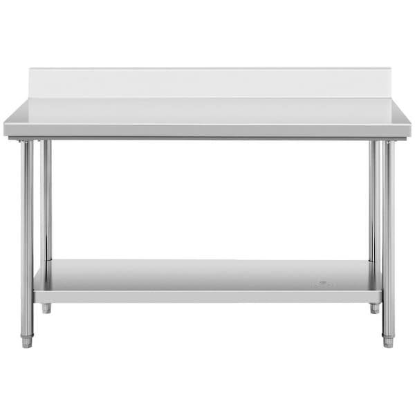 Royal Catering Rostfri arbetsbänk - 150 x 60 cm - Med skyddskant - Bärkraft 159 kg