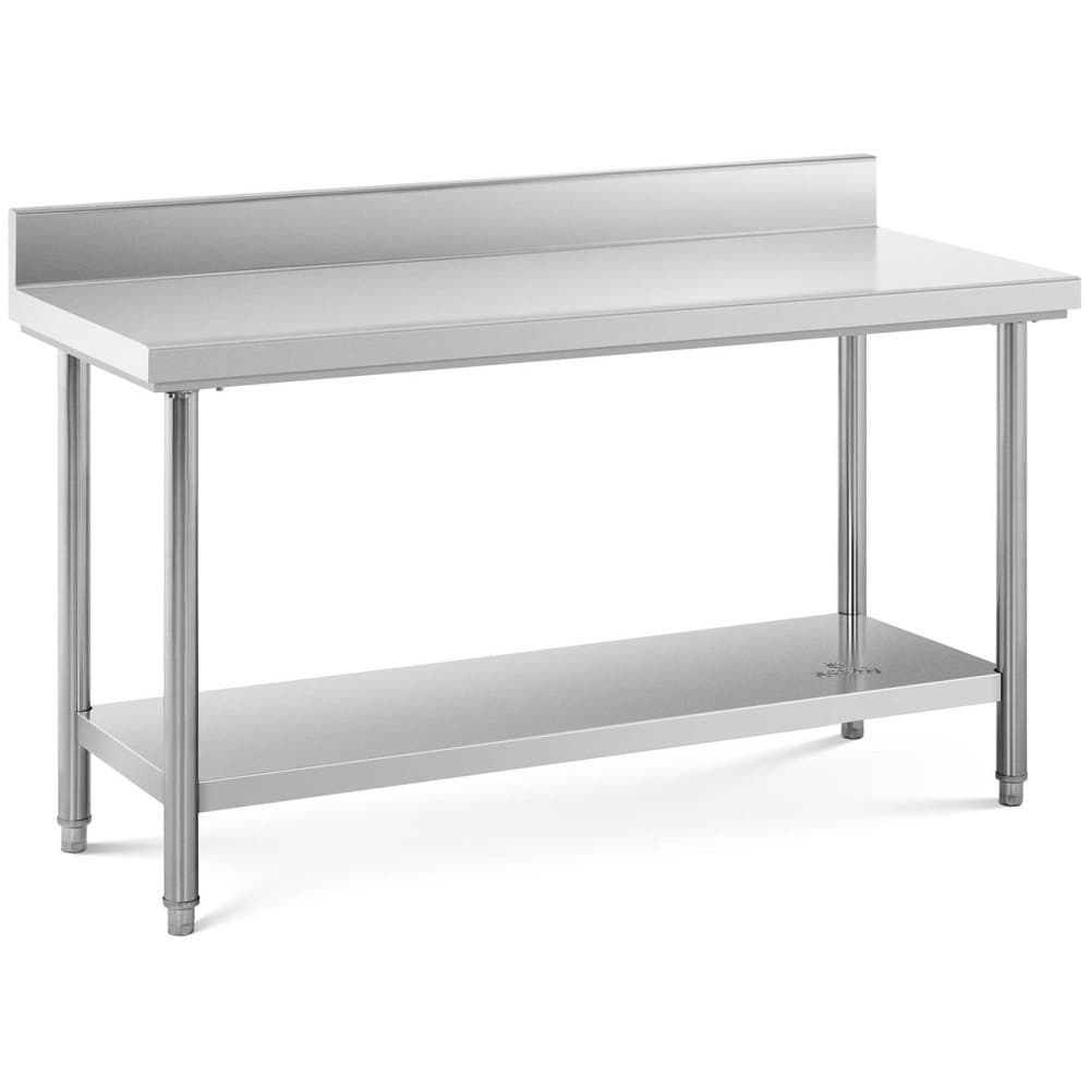 Royal Catering Rostfri arbetsbänk - 150 x 60 cm - Skyddskant - 159 kg lastkapacitet - royal_catering