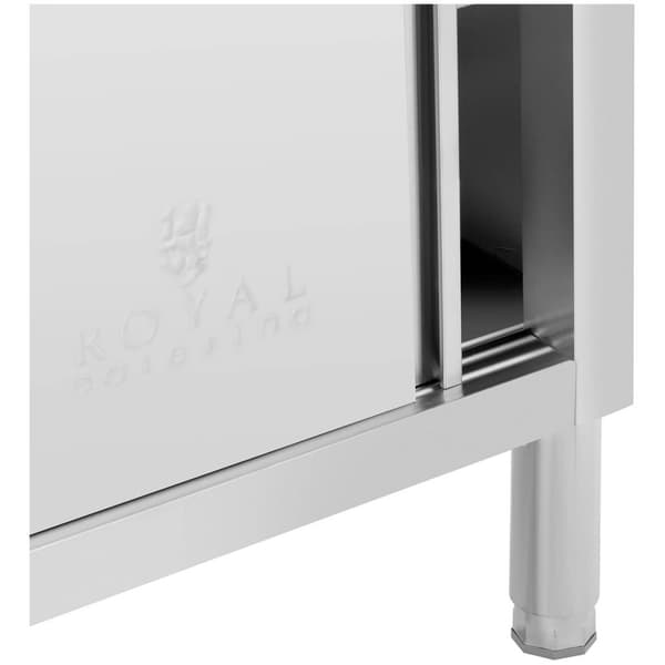 Royal Catering Rostfri arbetsbänk med skjutdörr - 120 x 50 cm - 330 kg lastkapacitet - Royal Catering