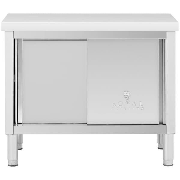 Royal Catering Rostfri arbetsbänk med skjutdörr - 100 x 50 cm - 285 kg lastkapacitet - Royal Catering