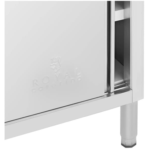 Royal Catering Rostfri arbetsbänk med skjutdörr - 100 x 50 cm - 285 kg lastkapacitet - Royal Catering