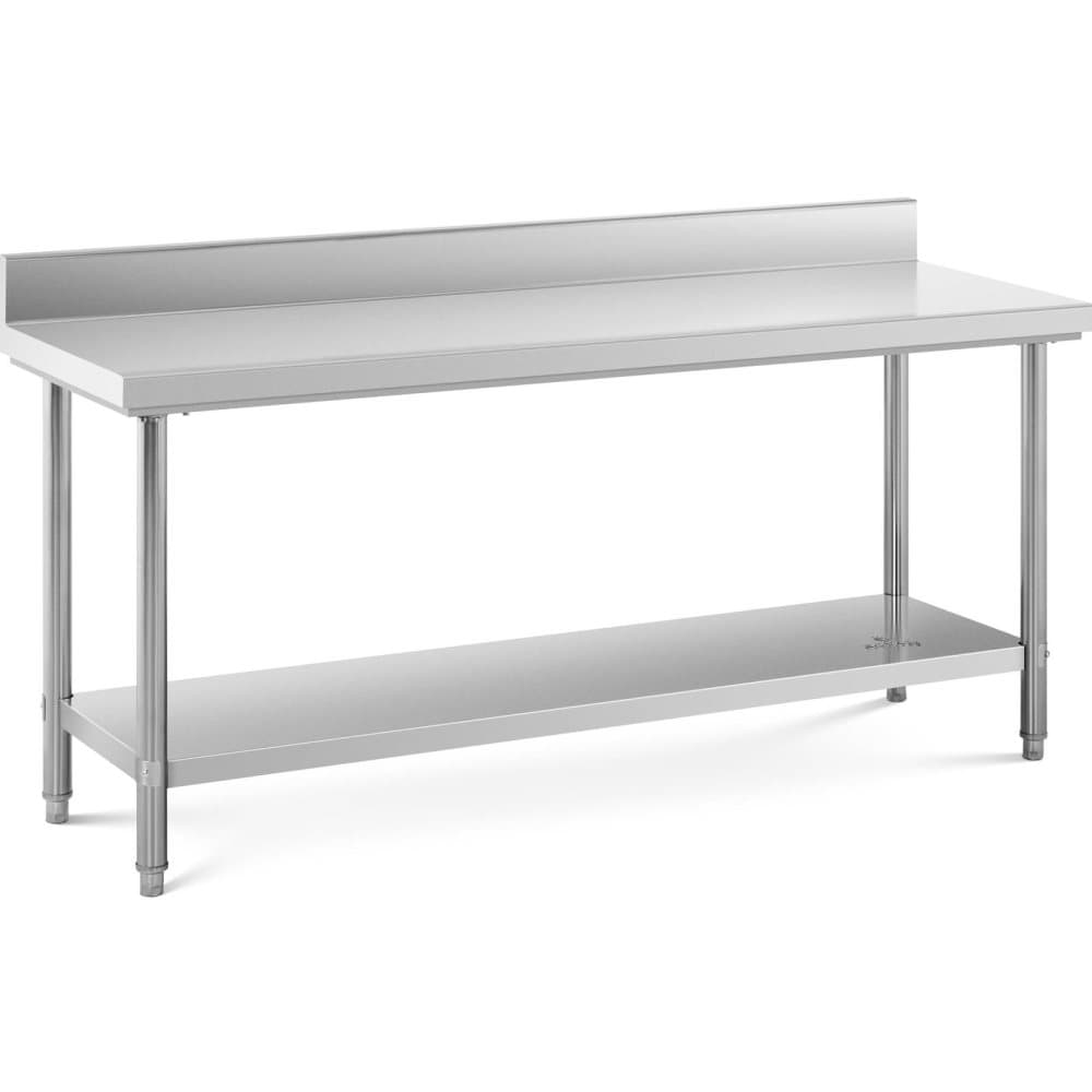 Royal Catering Rostfri arbetsbänk - 180 x 60 cm - Skyddskant - 220 kg lastkapacitet - Royal Catering