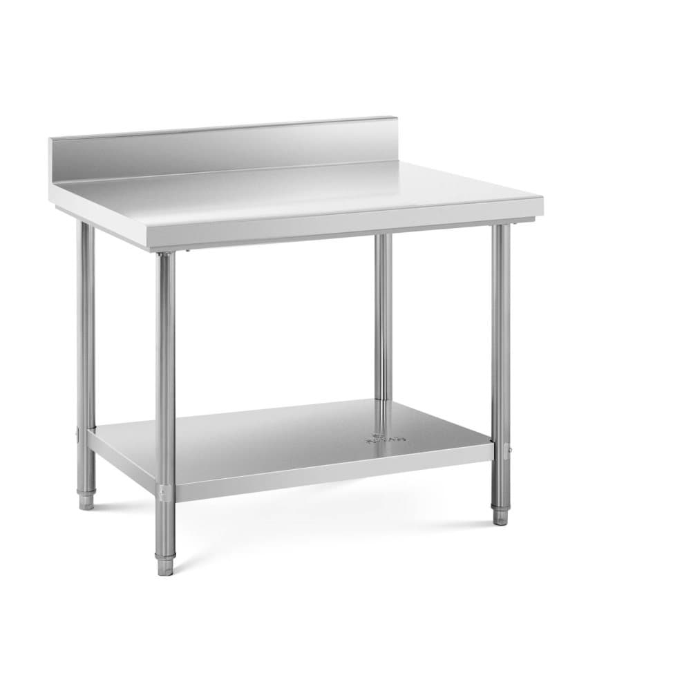 Royal Catering Rostfri arbetsbänk - 100 x 70 cm - Skyddskant - 190 kg lastkapacitet - Royal Catering