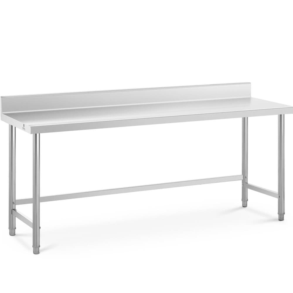 Royal Catering Rostfri arbetsbänk - 200 x 60 cm - Skyddskant - 95 kg lastkapacitet - Royal Catering