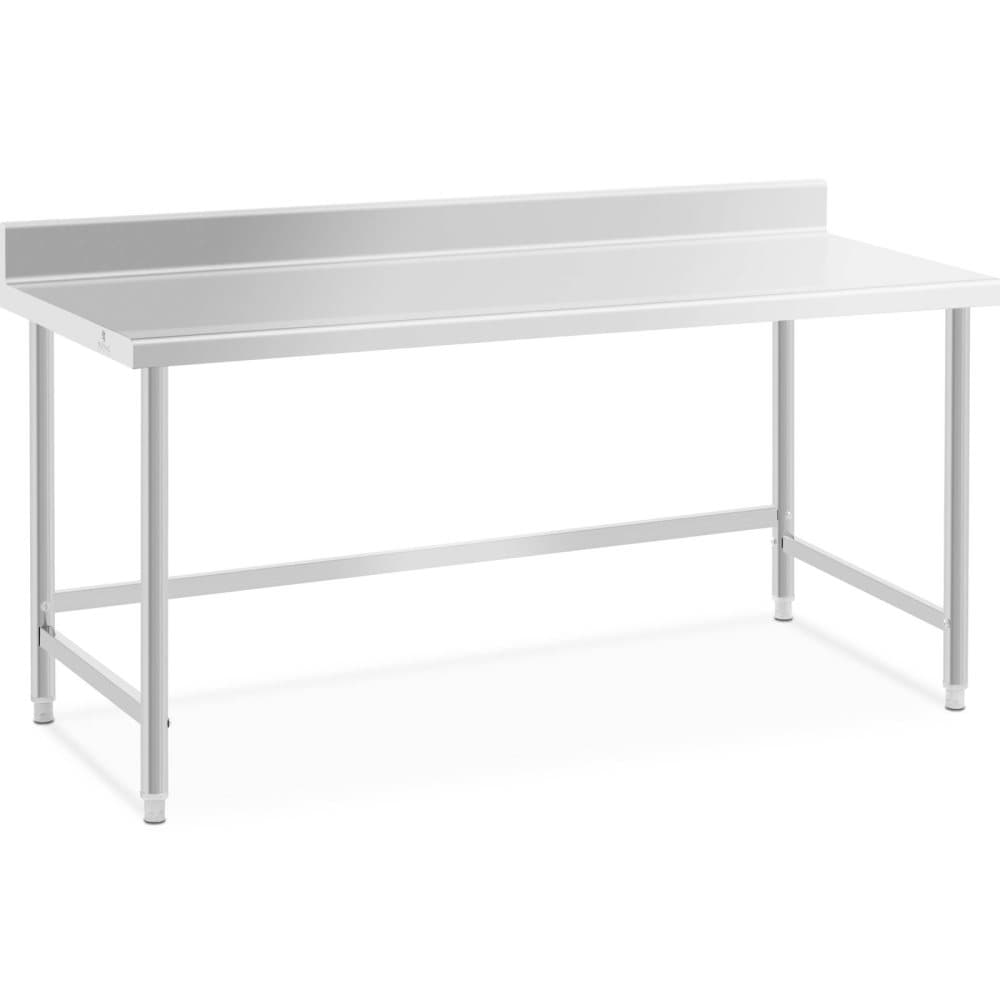 Royal Catering Rostfri arbetsbänk - 180 x 70 cm - Skyddskant - 96 kg lastkapacitet - Royal Catering