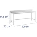 Miniatyrbild 5 av 5: Royal Catering Rostfri arbetsbänk - 200 x 70 cm - Skyddskant - 95 kg lastkapacitet - Royal Catering