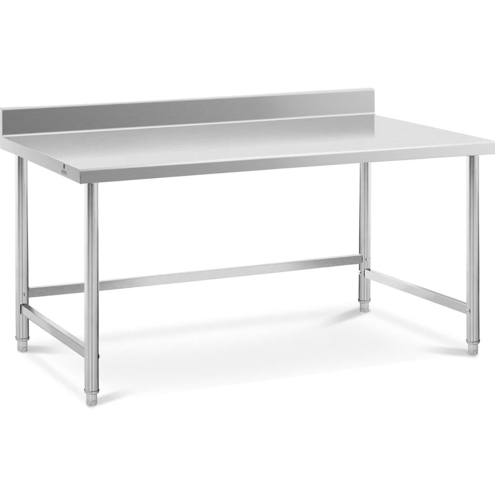 Royal Catering Rostfri arbetsbänk - 150 x 90 cm - Skyddskant - 95 kg lastkapacitet - Royal Catering