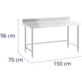 Miniatyrbild 6 av 6: Royal Catering Rostfri arbetsbänk - 150 x 70 cm - Skyddskant - 93 kg lastkapacitet - Royal Catering
