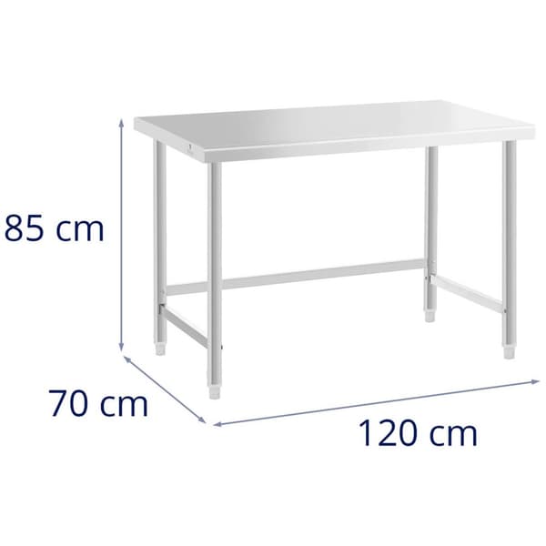 Royal Catering Rostfri arbetsbänk - 120 x 70 cm - 93 kg lastkapacitet - royal_catering