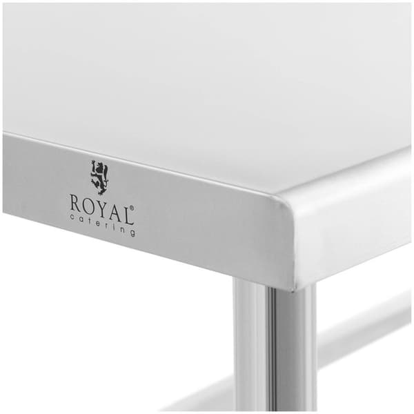 Royal Catering Rostfri arbetsbänk - 120 x 70 cm - Skyddskant - 93 kg lastkapacitet - Royal Catering