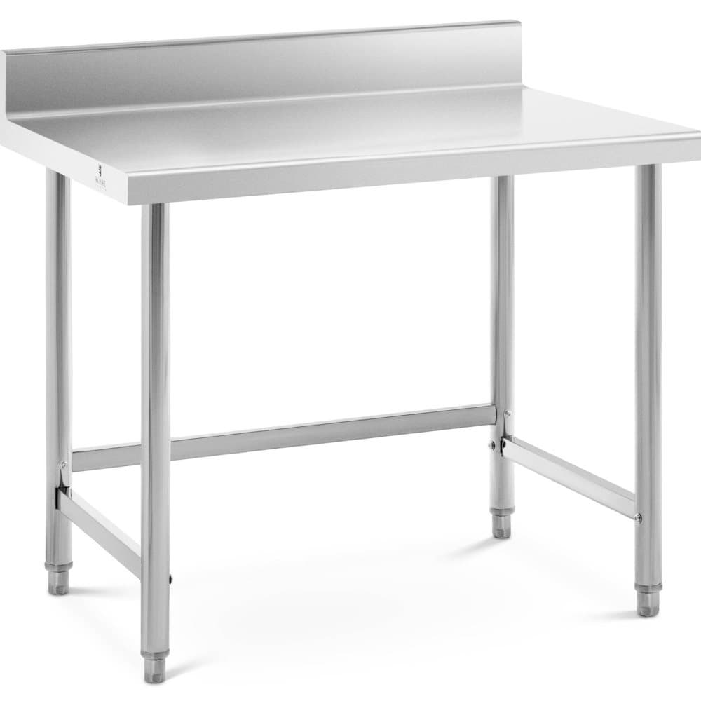 Royal Catering Rostfri arbetsbänk - 100 x 70 cm - Skyddskant - 92 kg lastkapacitet - Royal Catering