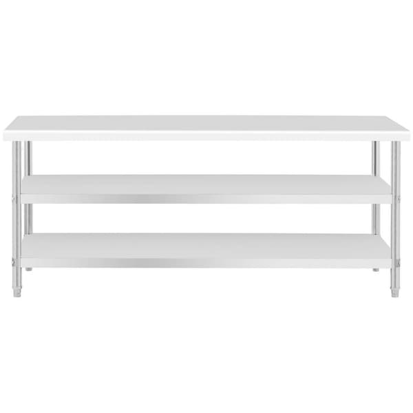 Royal Catering Rostfri arbetsbänk - 200 x 70 x 5 cm - 231 kg - 2 underhyllor - Royal Catering
