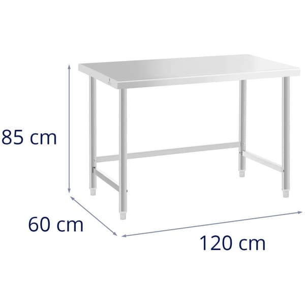 Royal Catering Rostfri arbetsbänk - 120 x 60 cm - 91 kg lastkapacitet - royal_catering