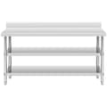 Miniatyrbild 4 av 5: Royal Catering Rostfri arbetsbänk med skyddskant - 180 x 60 x 16.5 cm - 226 kg - 2 hyllor - Royal Catering