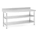 Miniatyrbild 1 av 5: Royal Catering Rostfri arbetsbänk med skyddskant - 180 x 60 x 16.5 cm - 226 kg - 2 hyllor - Royal Catering