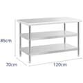 Miniatyrbild 5 av 5: Royal Catering Rostfri arbetsbänk - 120 x 70 x 5 cm - 200 kg - 2 underhyllor - Royal Catering