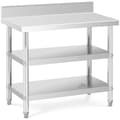 Miniatyrbild 1 av 5: Royal Catering Rostfri arbetsbänk med skyddskant - 100 x 60 x 16.5 cm - 199 kg - 2 hyllor - Royal Catering