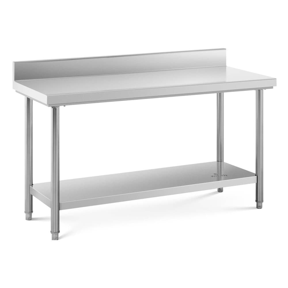 Royal Catering Rostfri arbetsbänk - 150 x 60 cm - Royal Catering - Skyddskant - 130 kg lastkapacitet