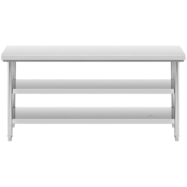 Royal Catering Rostfri arbetsbänk - 60 x 180 cm - 600 kg - 3 nivåer