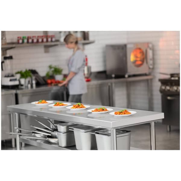 Royal Catering Rostfri arbetsbänk - 60 x 180 cm - 600 kg - 3 nivåer