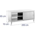 Miniatyrbild 5 av 5: Royal Catering Rostfri arbetsbänk - 200 x 70 cm - 600 kg lastkapacitet