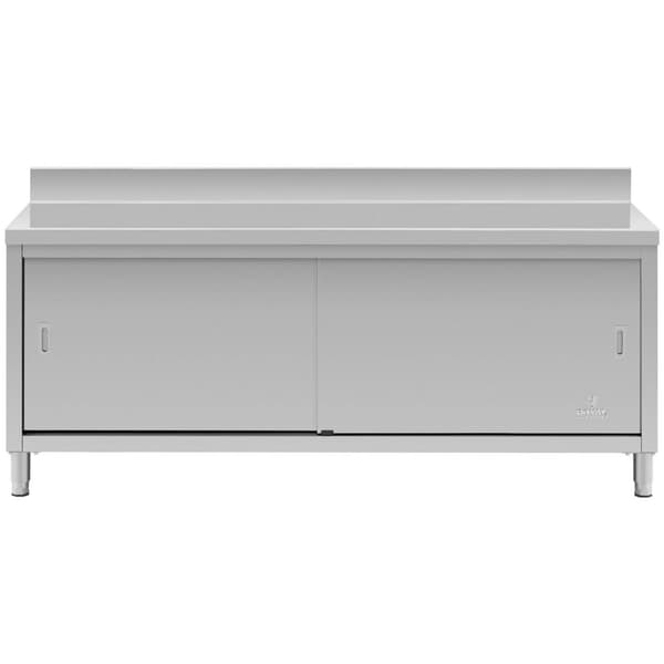 Royal Catering Rostfri arbetsbänk - 200 x 70 cm - Skyddskant - 600 kg lastkapacitet