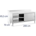 Miniatyrbild 6 av 6: Royal Catering Rostfri arbetsbänk - 200 x 70 cm - Skyddskant - 600 kg lastkapacitet