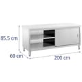Miniatyrbild 5 av 5: Royal Catering Rostfri arbetsbänk - 200 x 60 cm - 600 kg lastkapacitet