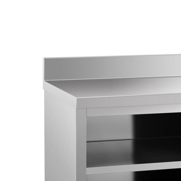 Royal Catering Rostfri arbetsbänk - 200 x 60 cm - Skyddskant - 600 kg lastkapacitet