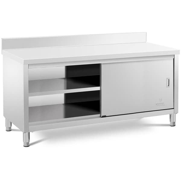 Royal Catering Rostfri arbetsbänk - 180 x 70 cm - Skyddskant - 600 kg lastkapacitet