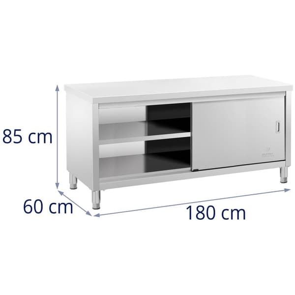 Royal Catering Rostfri arbetsbänk - 180 x 60 cm - 600 kg lastkapacitet