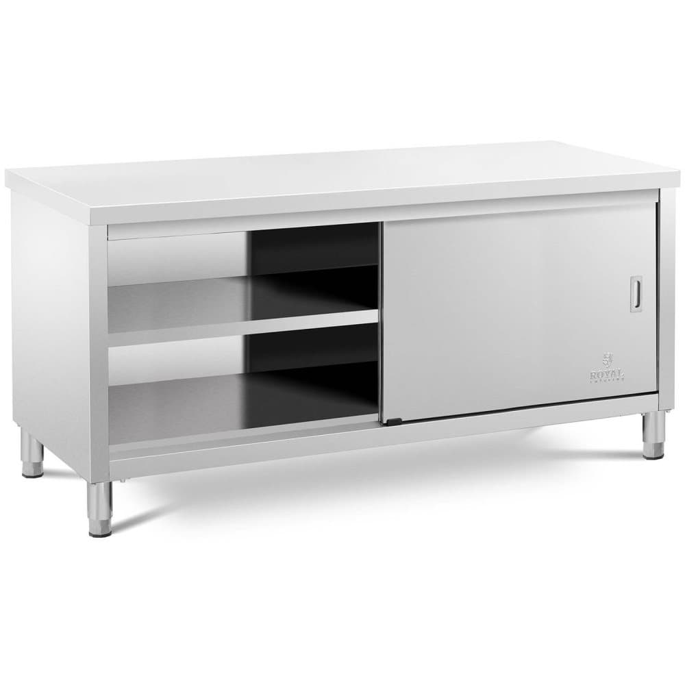 Royal Catering Rostfri arbetsbänk - 180 x 60 cm - 600 kg lastkapacitet