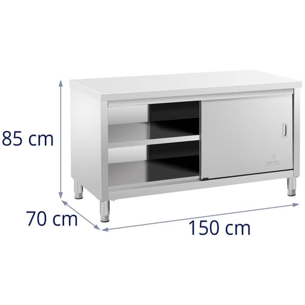 Royal Catering Rostfri arbetsbänk - 150 x 70 x 85 cm - 600 kg lastkapacitet
