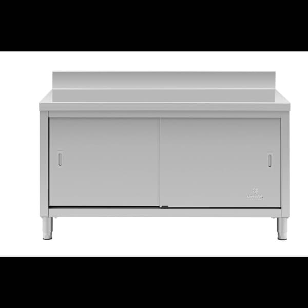 Royal Catering Rostfri arbetsbänk - 150 x 60 x 85 cm - 600 kg lastkapacitet - Med skyddskant