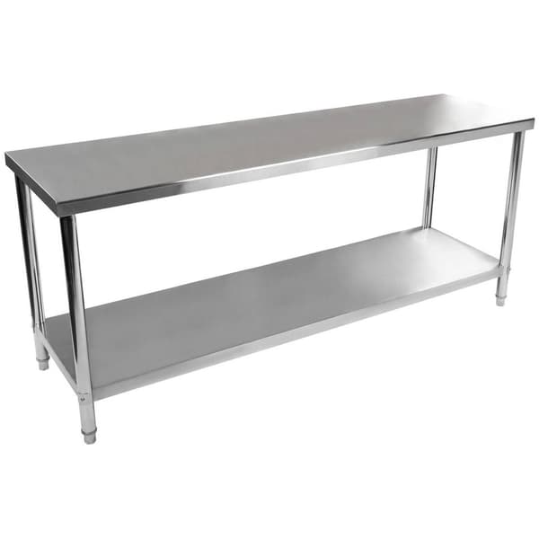 Royal Catering Rostfri arbetsbänk - 200 x 60 cm - 195 kg lastkapacitet