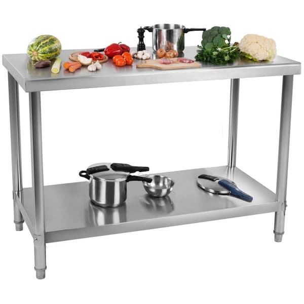 Royal Catering Arbetsbord i rostfritt stål - 100 x 70 cm - 120 kg