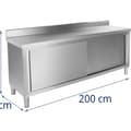 Miniatyrbild 5 av 6: Royal Catering Rostfri arbetsbänk - 200 x 60 cm - Skyddskant - Latkapacitet 160 kg