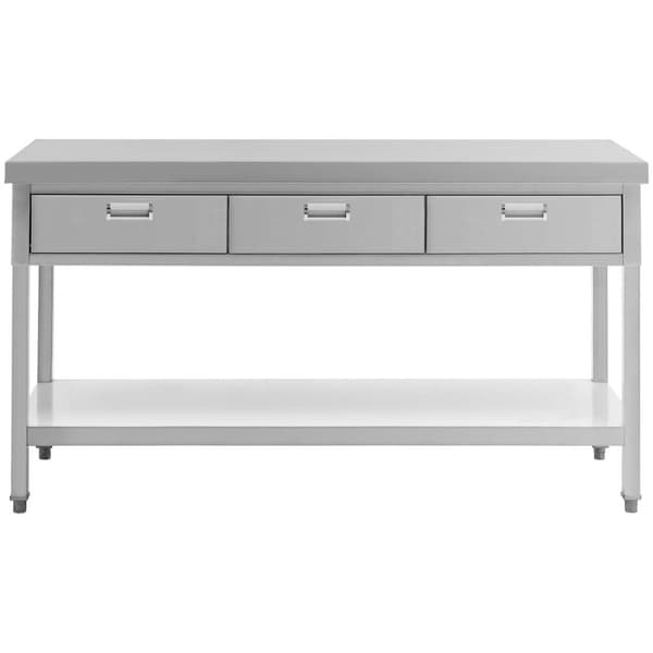 Royal Catering Bord i rostfritt stål med lådor - 150 x 60 cm - 295 kg