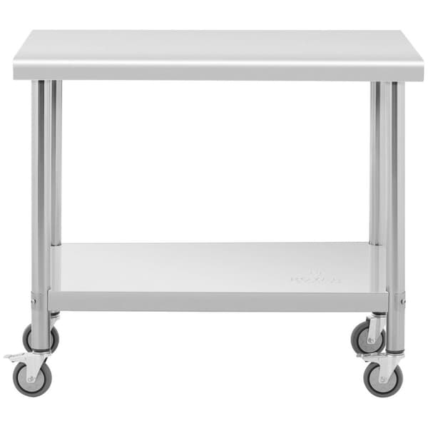 Royal Catering Bord i rostfritt stål med hjul - 60 x 100 cm - 155 kg lastkapacitet - Royal Catering