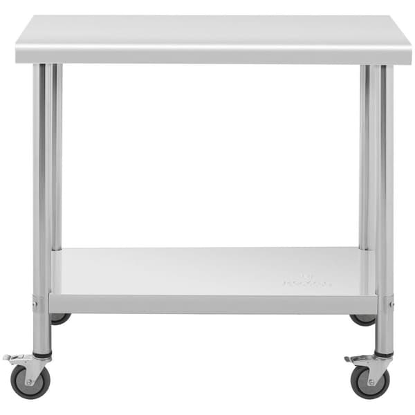 Royal Catering Bord i rostfritt stål med hjul - 70 x 100 cm - 155 kg lastkapacitet - Royal Catering