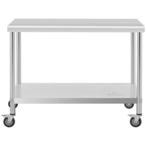 Royal Catering Bord i rostfritt stål med hjul - 60 x 120 cm - 158 kg lastkapacitet - Royal Catering