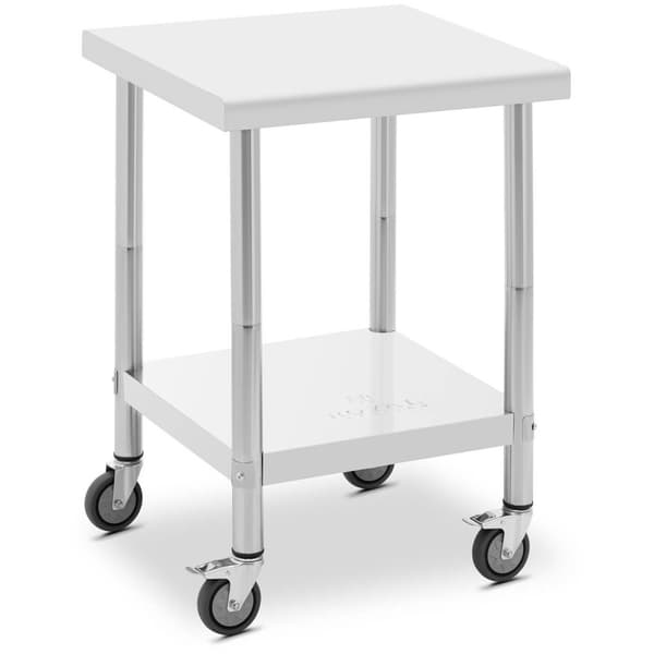 Royal Catering Bord i rostfritt stål med hjul - 60 x 60 cm - 120 kg lastkapacitet - Royal Catering