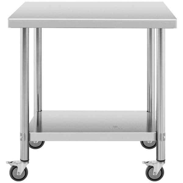 Royal Catering Bord i rostfritt stål med hjul - 60 x 90 cm - 145 kg lastkapacitet - Royal Catering