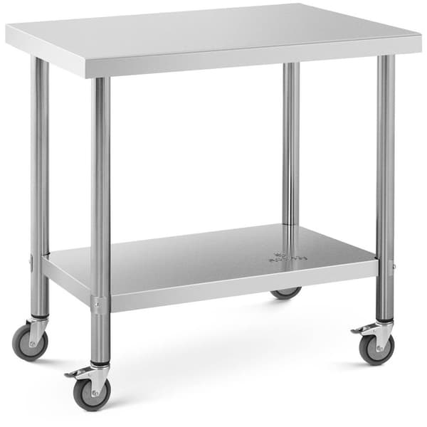 Royal Catering Bord i rostfritt stål med hjul - 60 x 90 cm - 145 kg lastkapacitet - Royal Catering