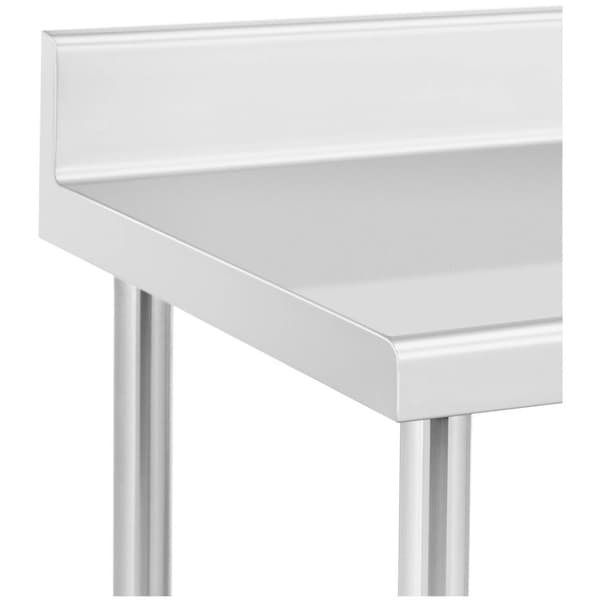 Royal Catering Bord i rostfritt stål med hjul - 60 x 60 cm - bakstycke - 120 kg belastningskapacitet - Royal Catering