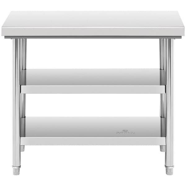 Royal Catering Rostfri arbetsbänk - 100 x 60 cm - 600 kg - 3 hyllplan
