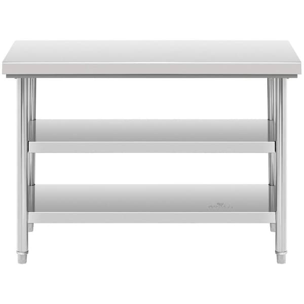 Royal Catering Arbetsbänk i rostfritt stål - 120 x 60 cm - 600 kg - 3 hyllplan