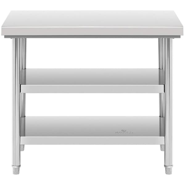 Royal Catering Arbetsbänk i rostfritt stål - 100 x 70 cm - 600 kg - 3 hyllplan