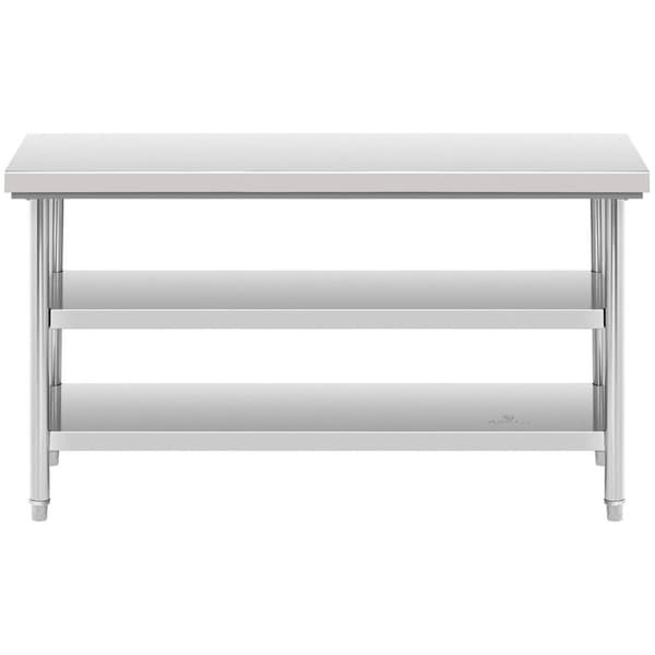 Royal Catering Arbetsbänk i rostfritt stål - 150 x 70 cm - 600 kg - 3 hyllplan